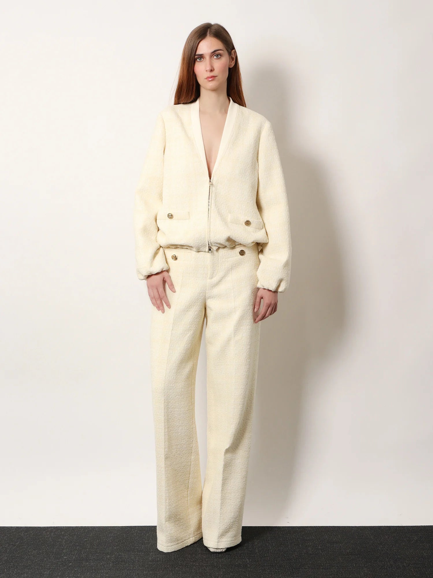 Cotton blend trousers with checked pattern