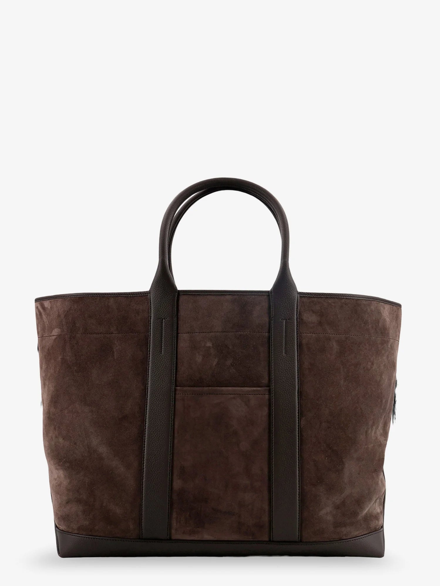 Suede shopping bag with logo engraved on the bottom