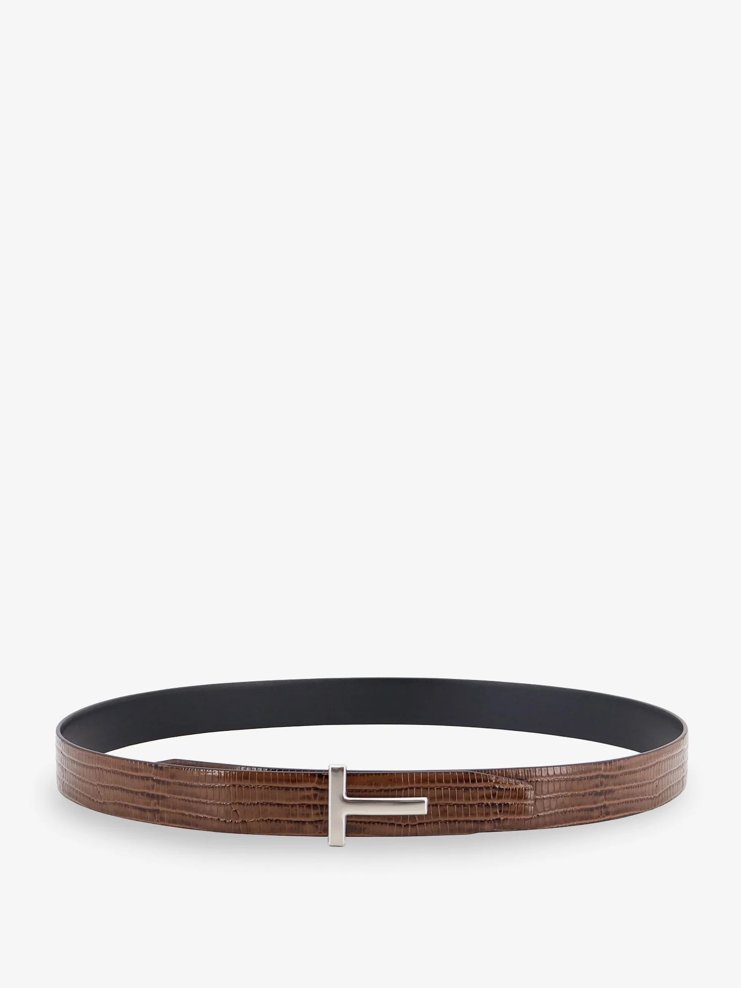 Crocodile-effect leather belt