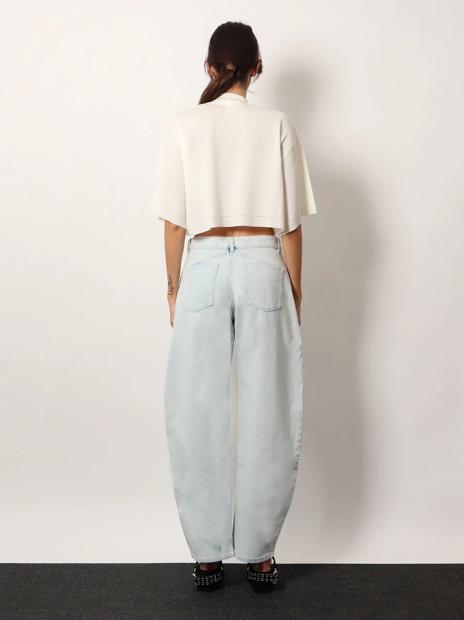 Cropped cotton blend top