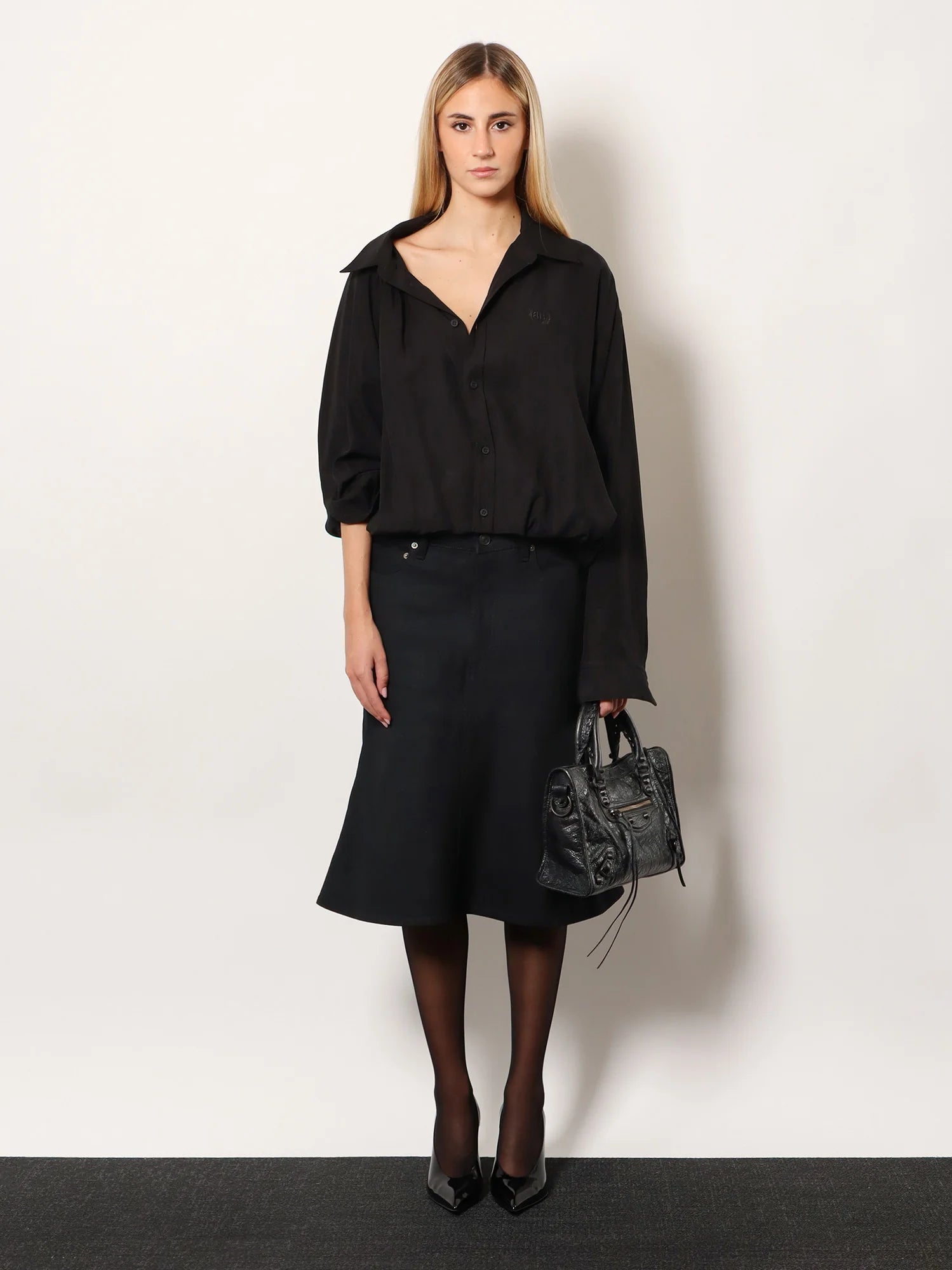 One shoulder lyocell shirt