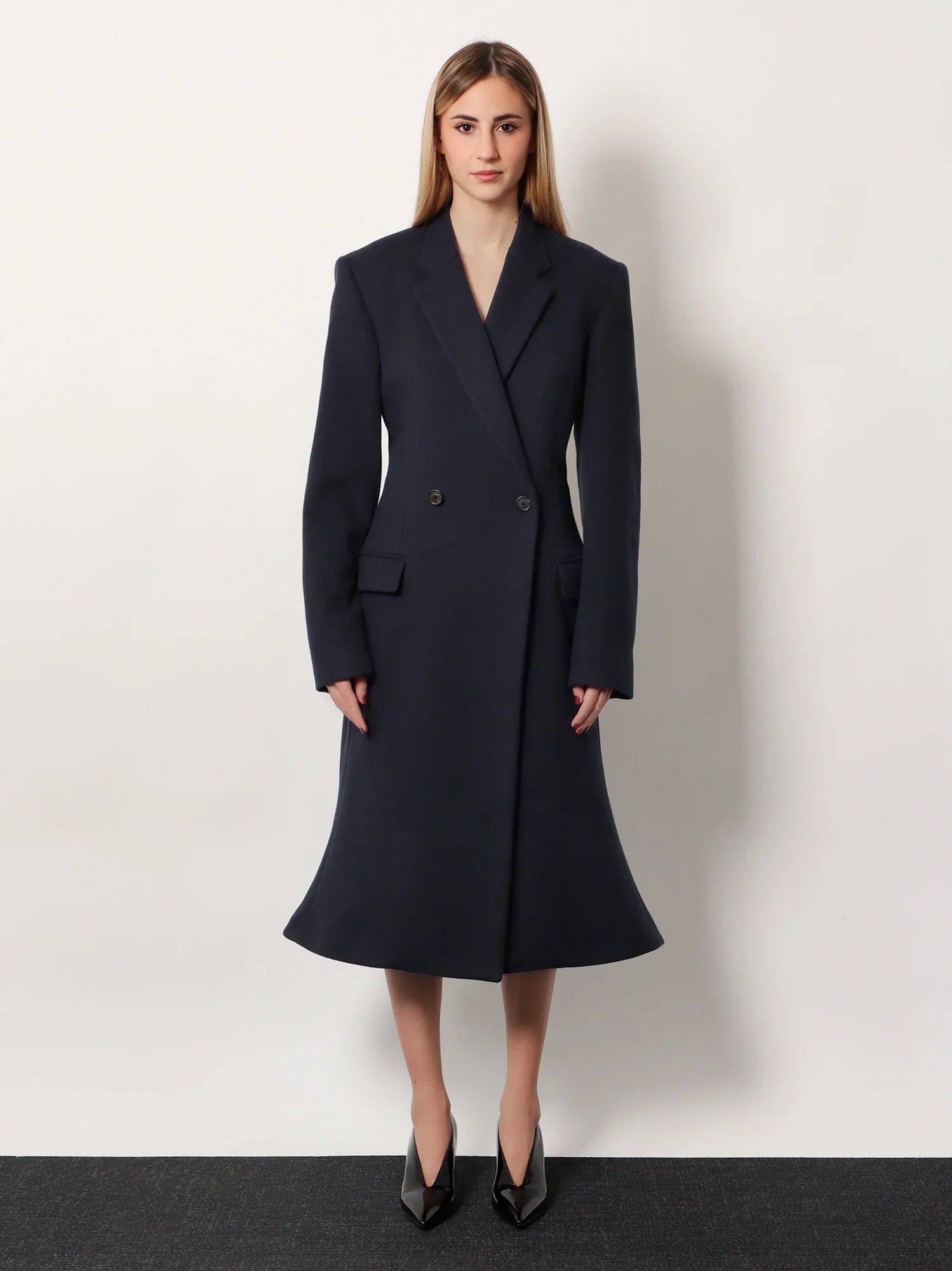 Godet Midi double-breasted wool coat