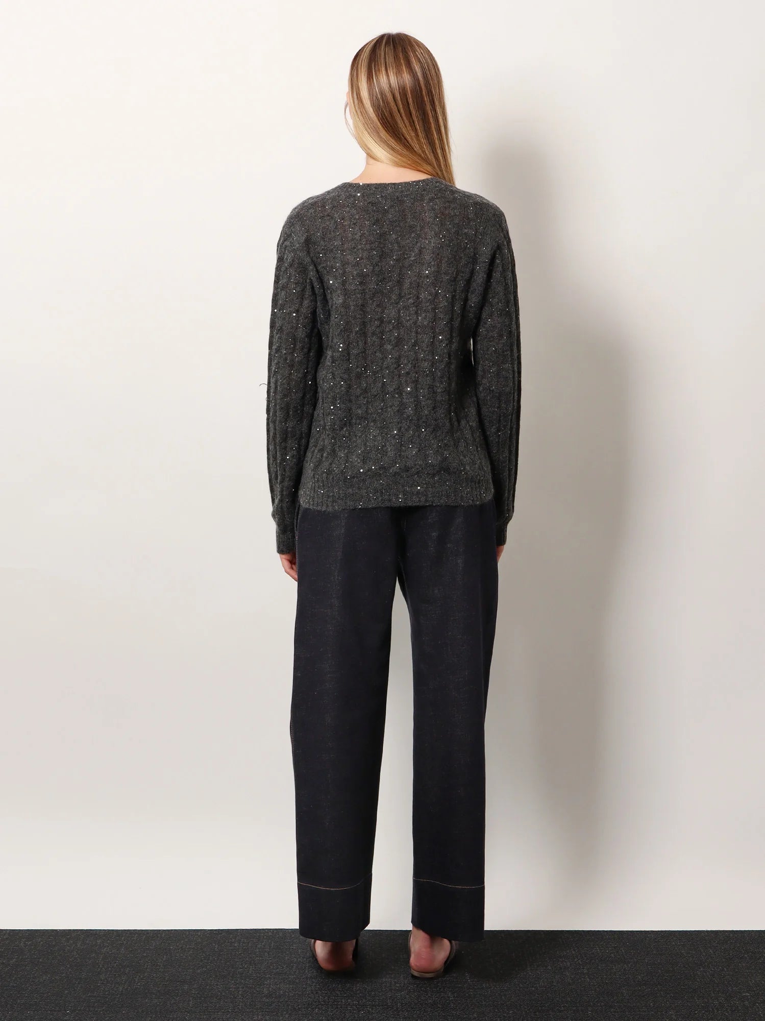 Wool blend sweater with all-over sequins