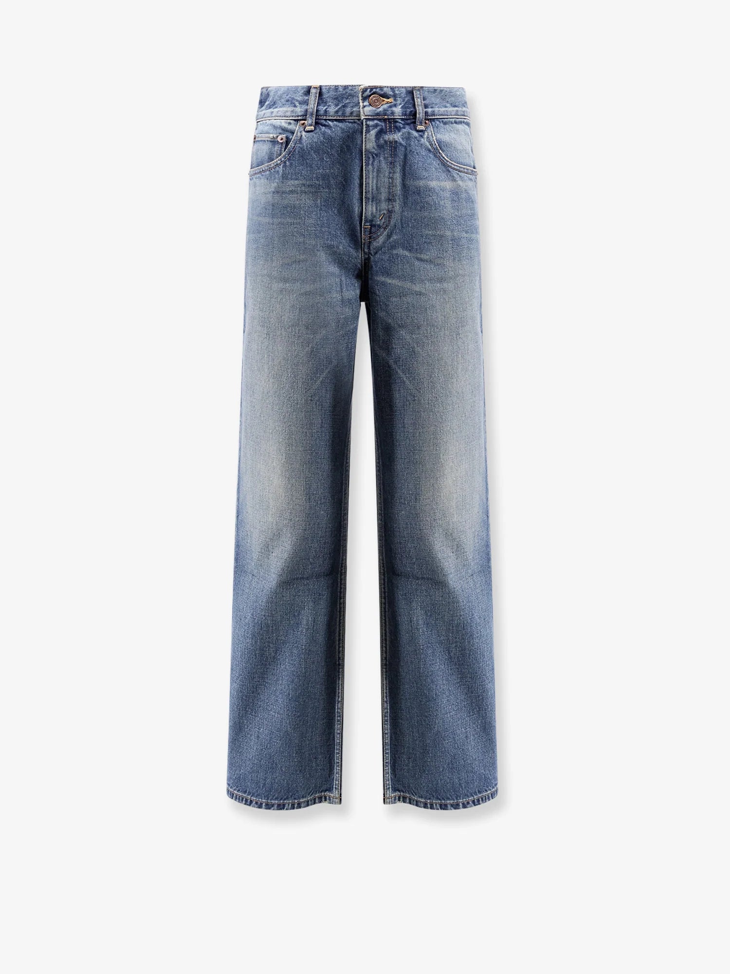 Stone-washed cotton jeans