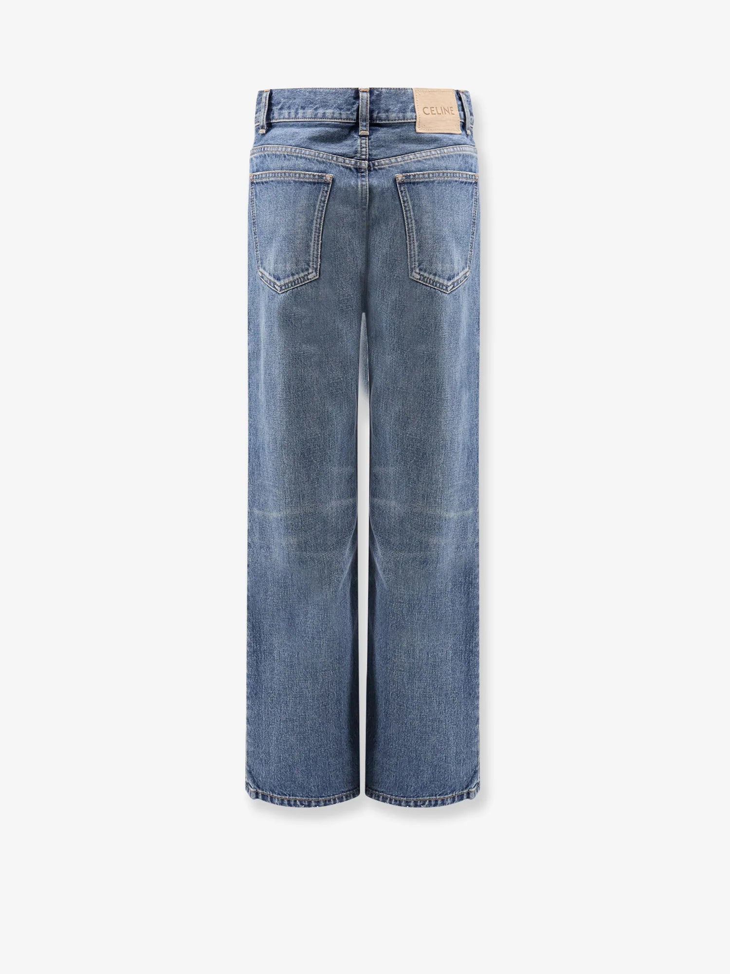 Stone-washed cotton jeans