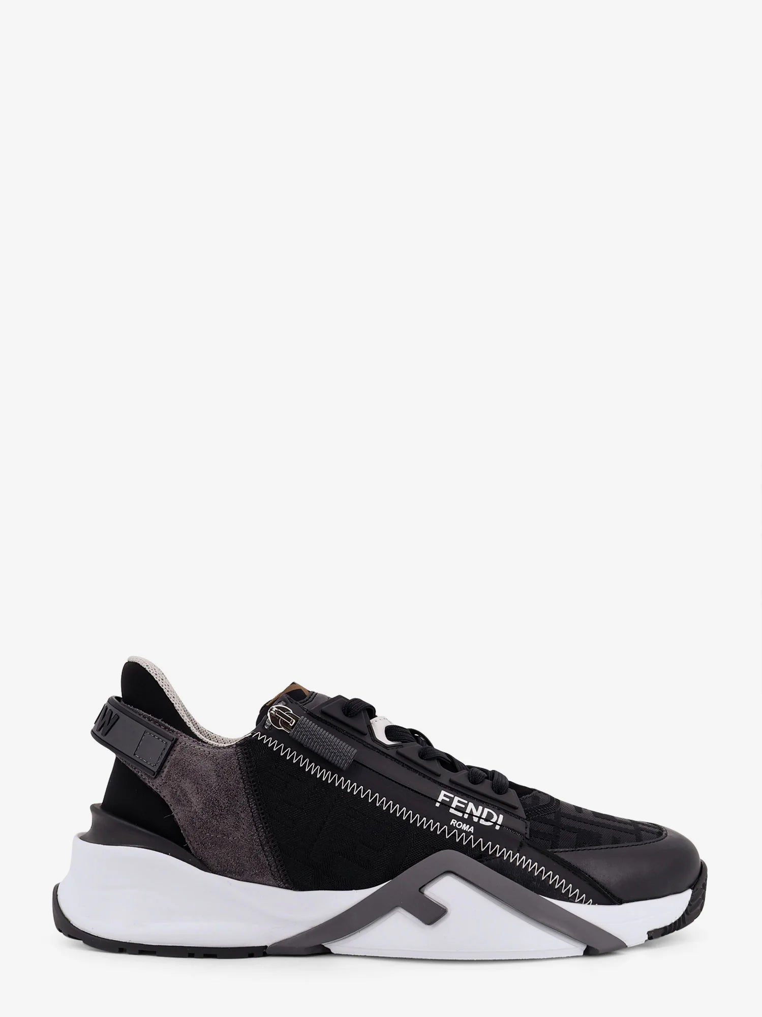 Leather Flow sneakers with FF jacquard fabric inserts