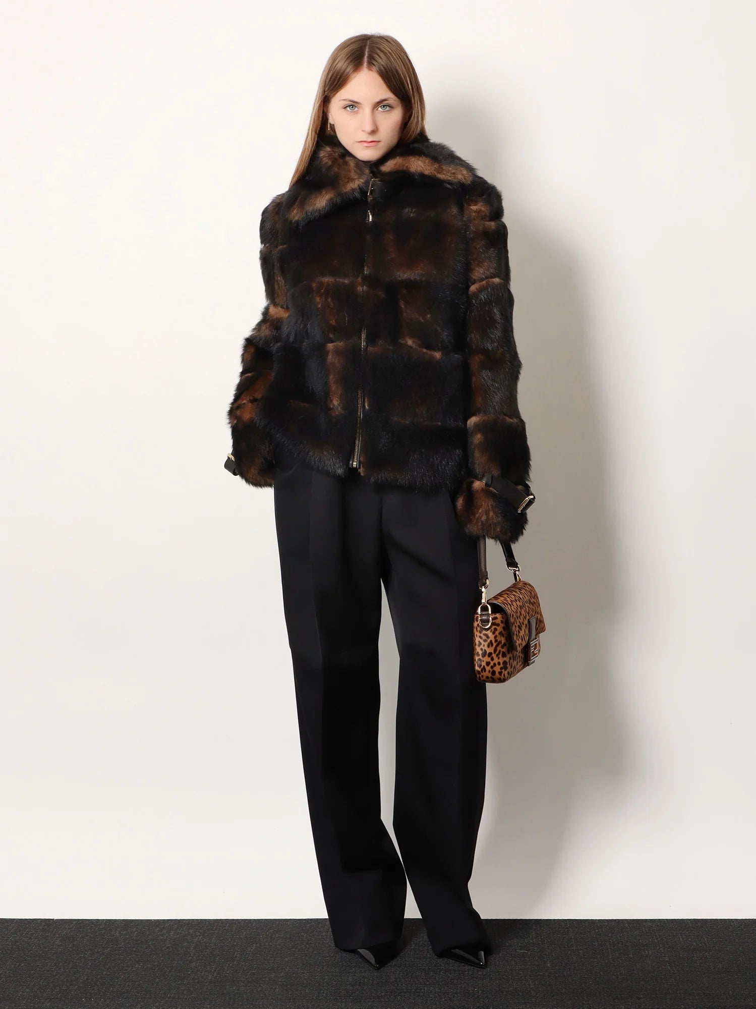 Brown backed sheepskin and nappa jacket