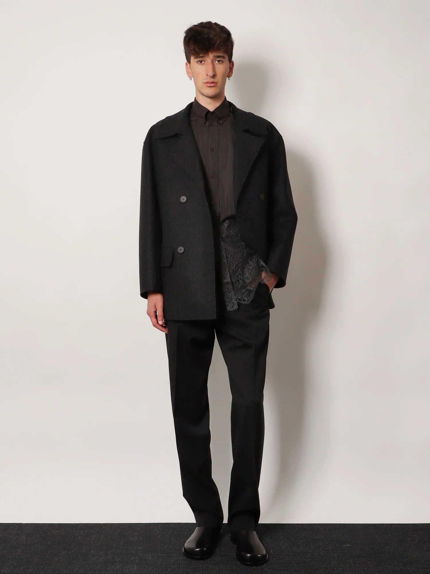 Double-breasted wool felt peacoat