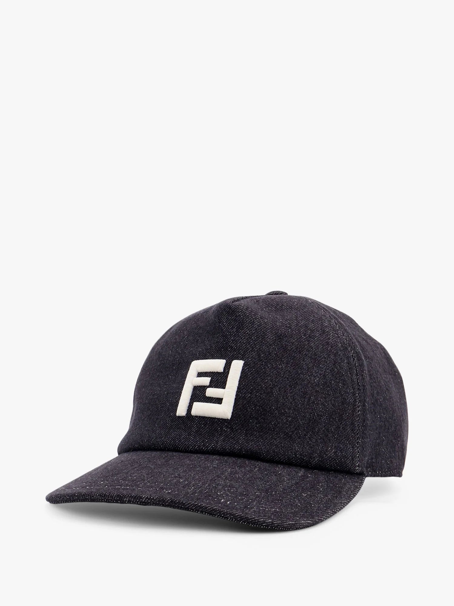 Denim baseball hat with logo embroidery