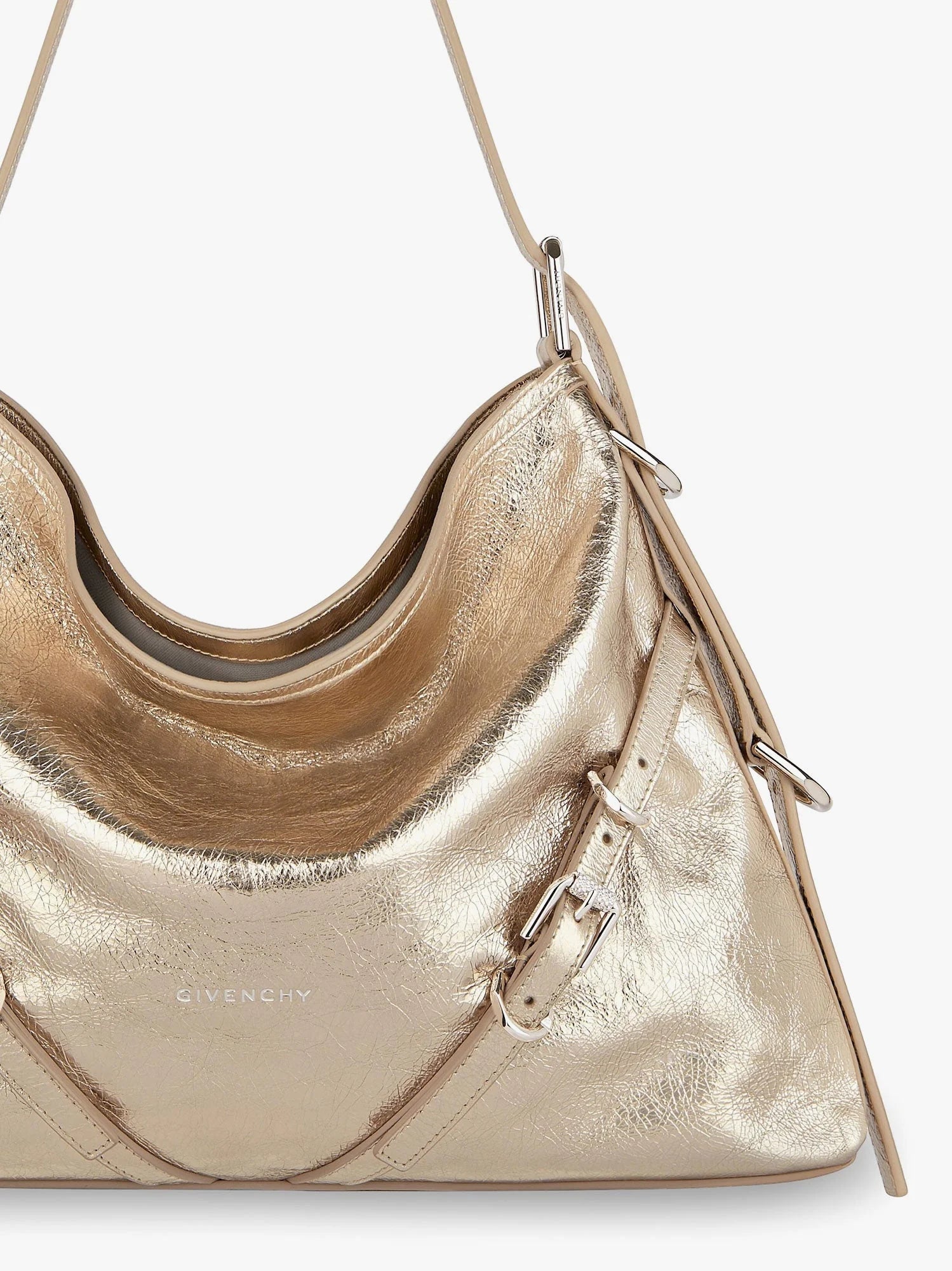 Voyou metallized leather shoulder bag