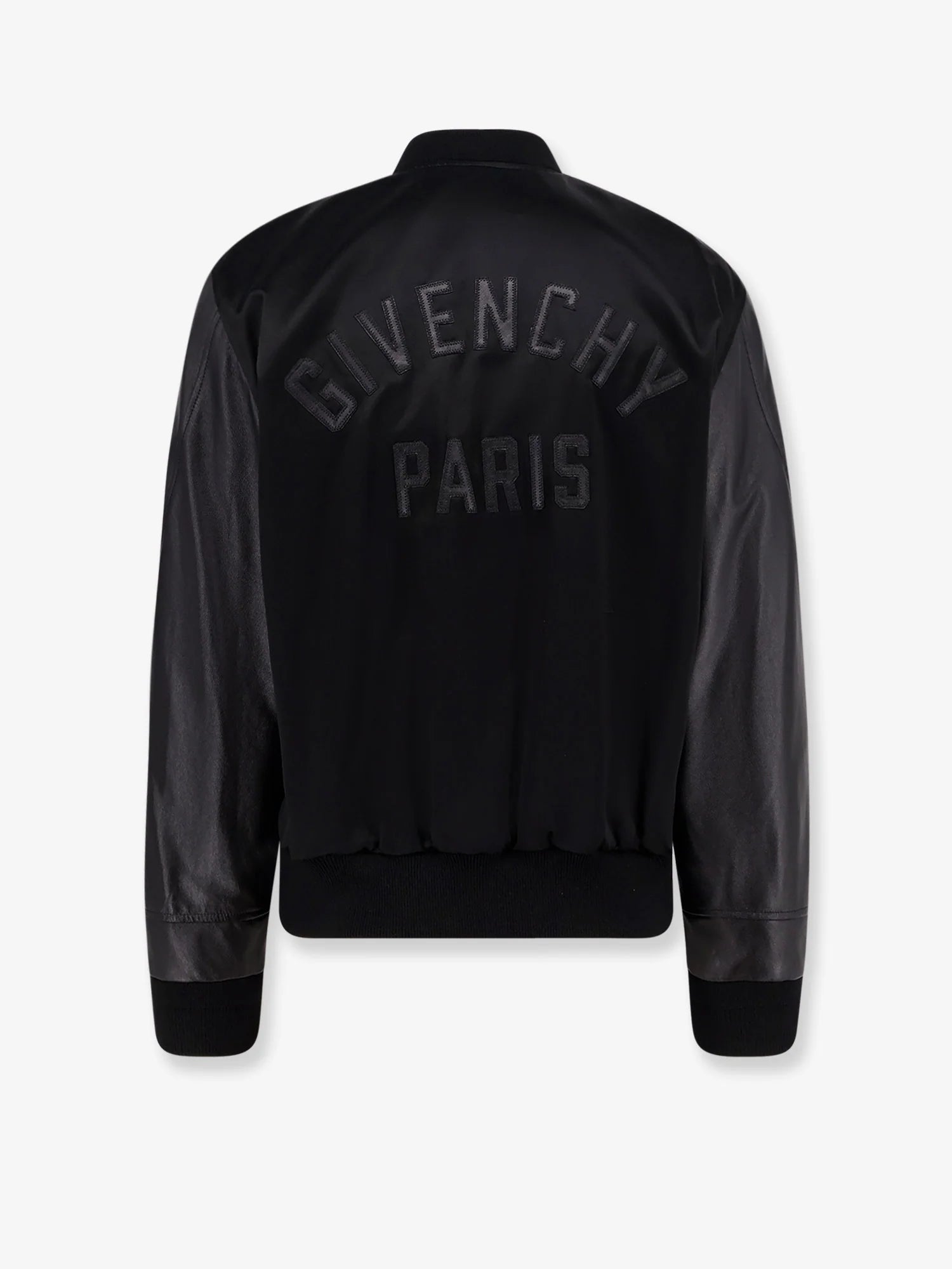 Cotton and nylon jacket with leather sleeves