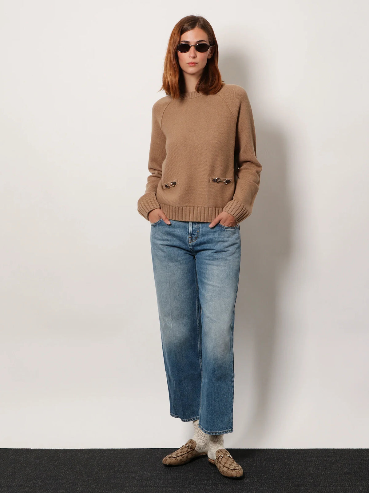 Cotton jeans with Gucci Rosso Ancora naplak tag