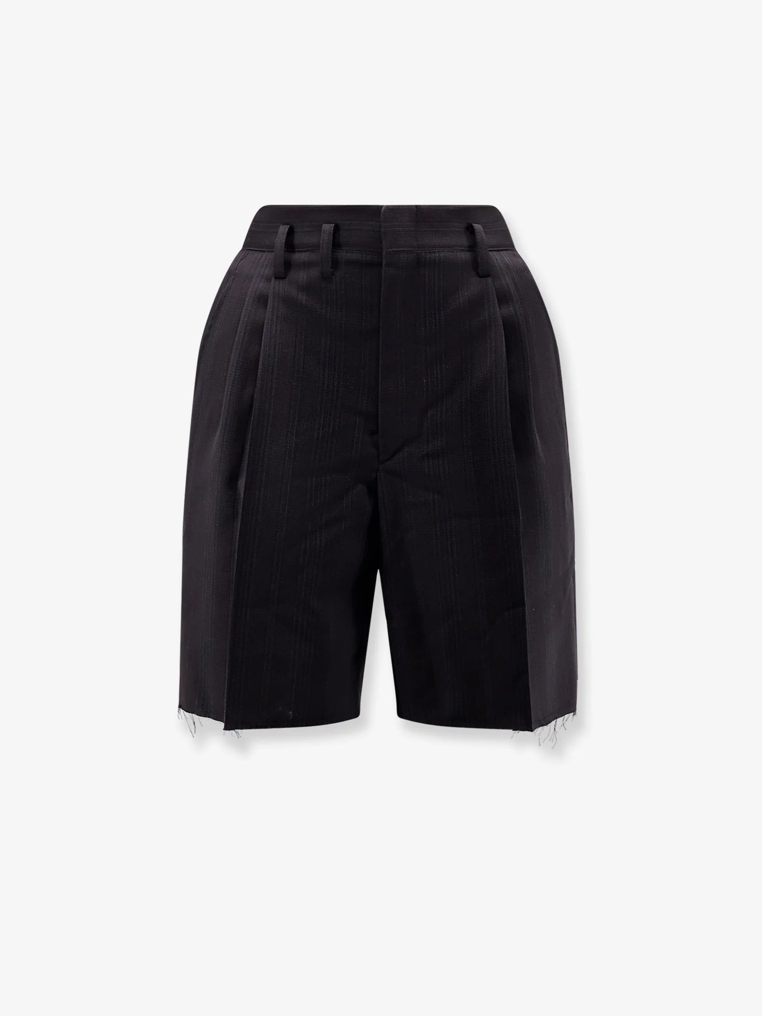 Striped virgin wool shorts
