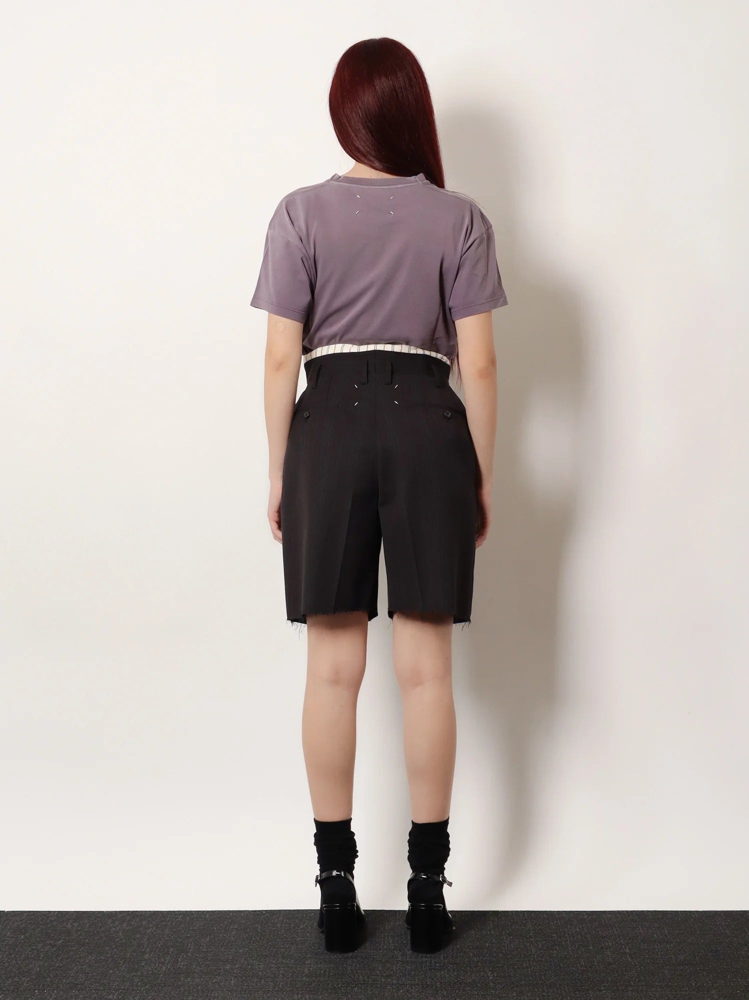 Striped virgin wool shorts