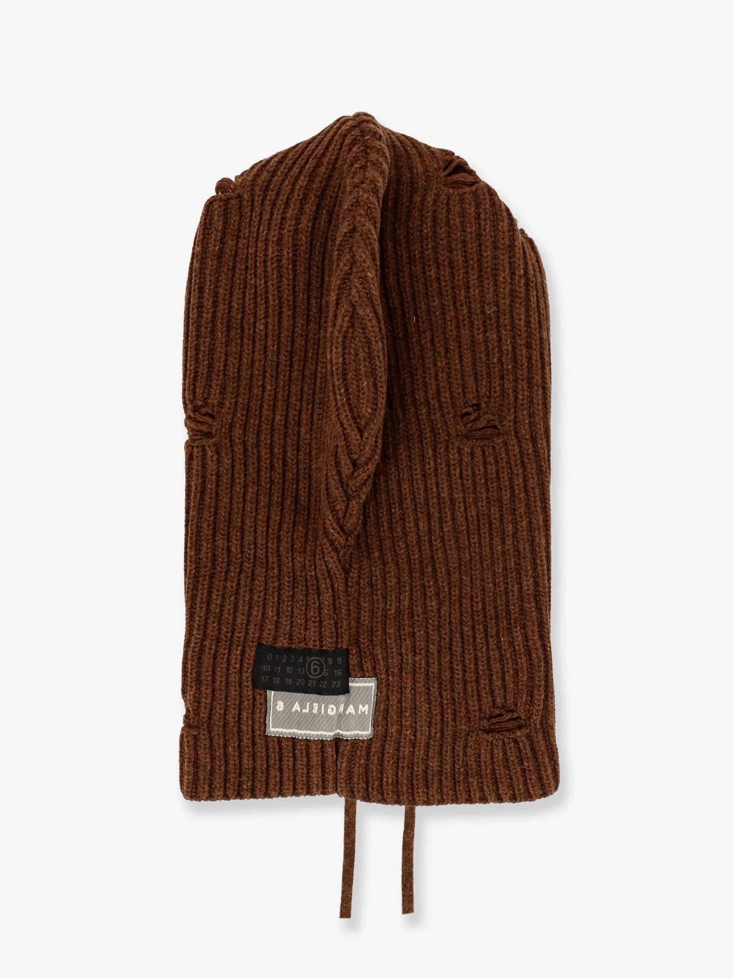 Wool blend balaclava with distressed effect