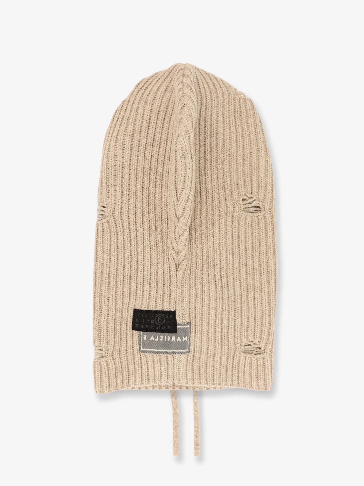 Wool blend balaclava with distressed effect