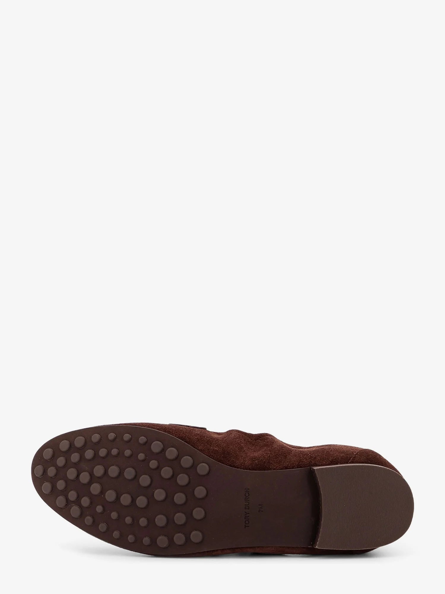 Suede loafer with metal logo detail
