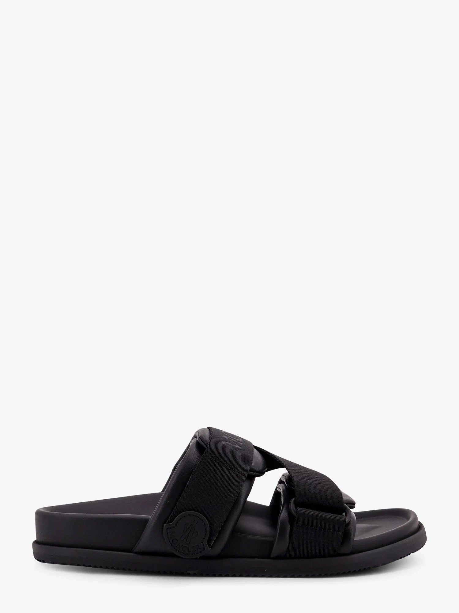 Mon summer leather sandals with nylon details