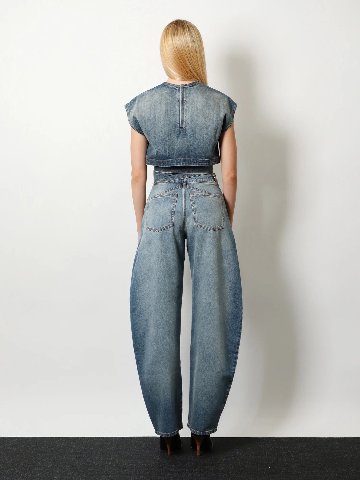 Belted denim top