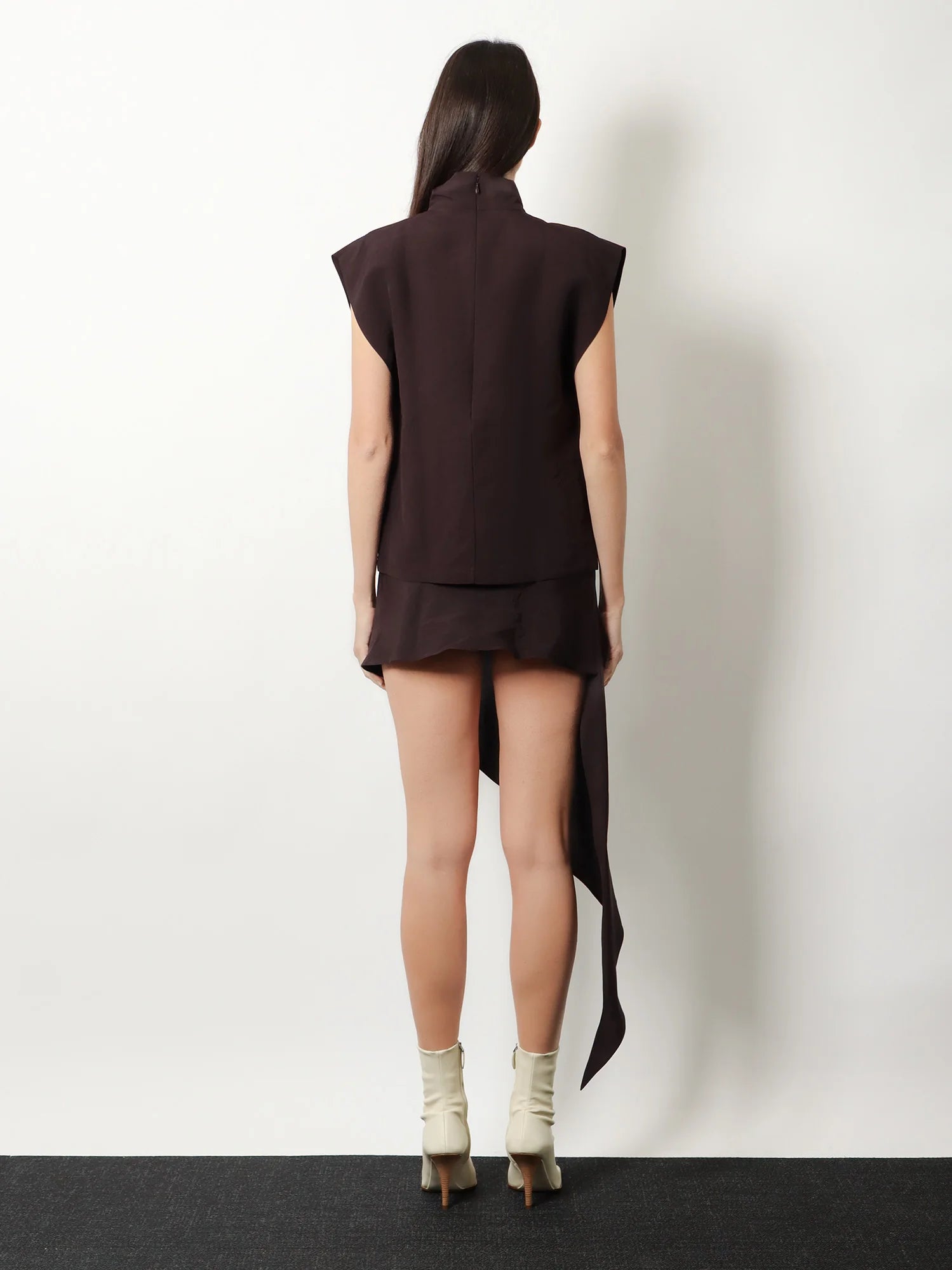Asymmetric paper and viscose skirt