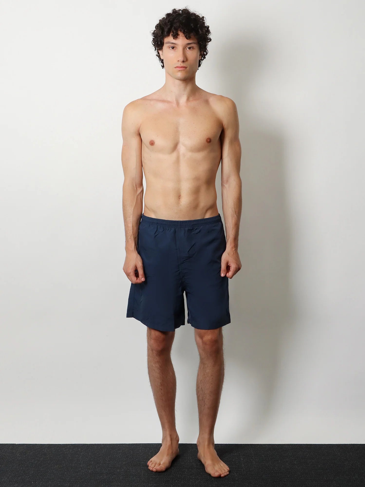 Nylon swimsuit with tone-on-tone logo patch