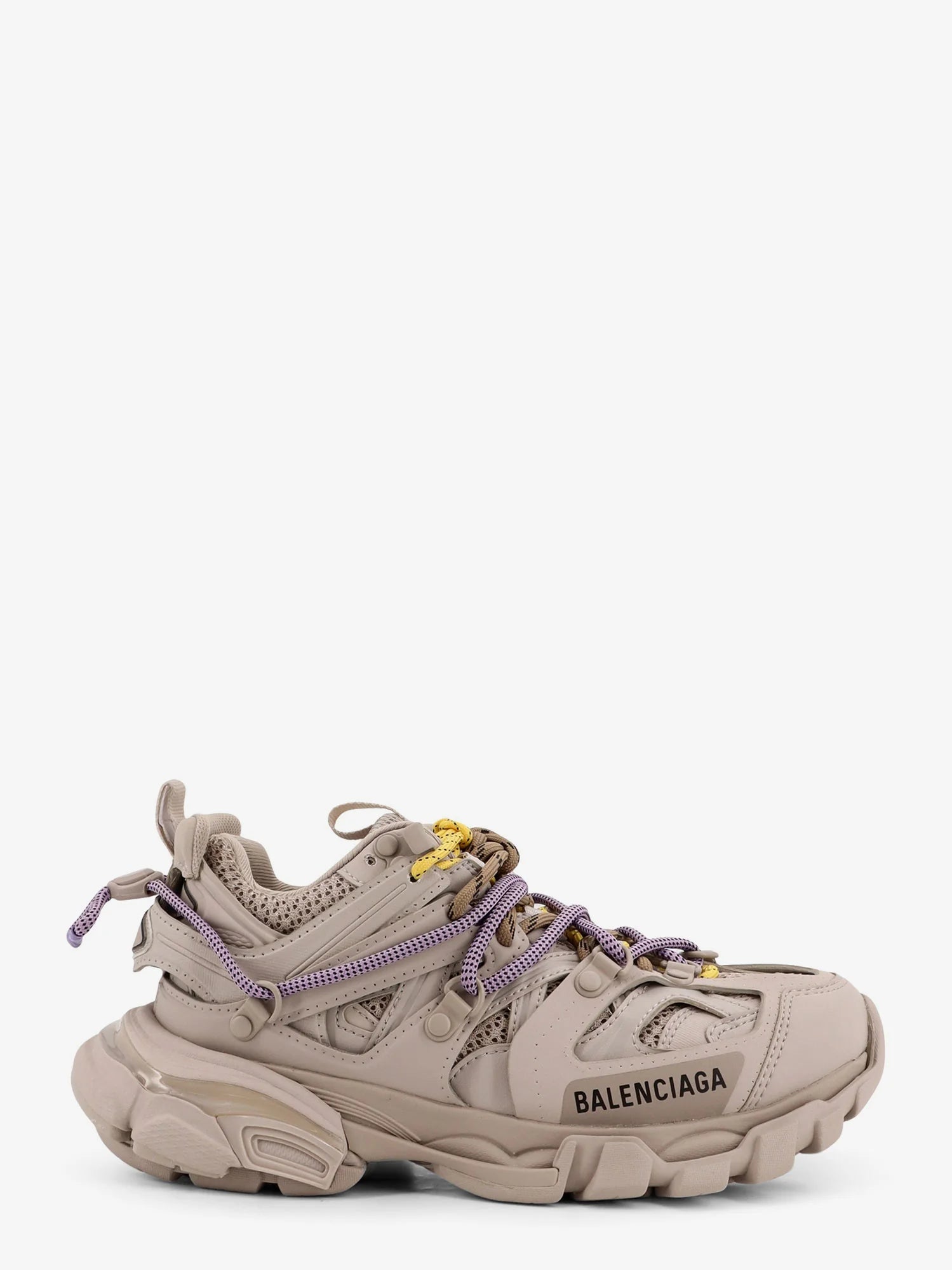 Track mesh sneakers with double laces