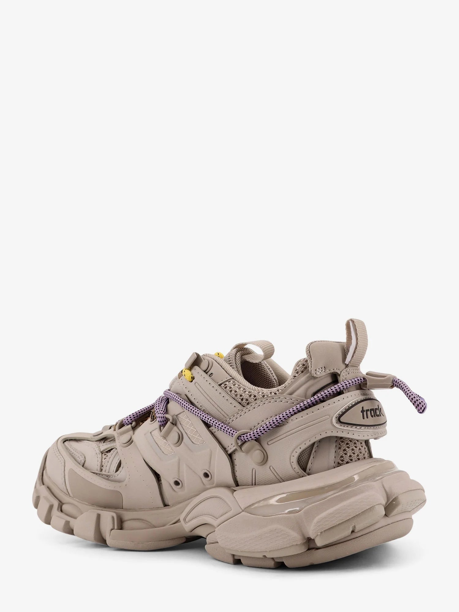 Track mesh sneakers with double laces