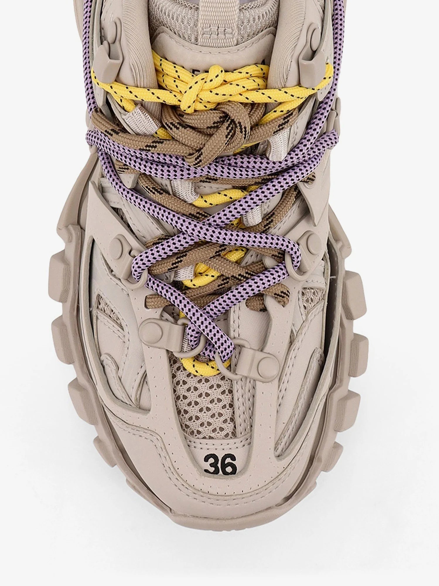 Track mesh sneakers with double laces