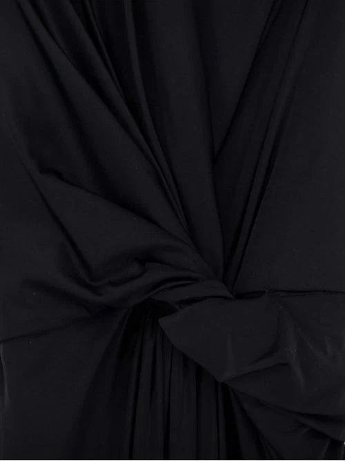 Stretch fabric long asymmetrical dress