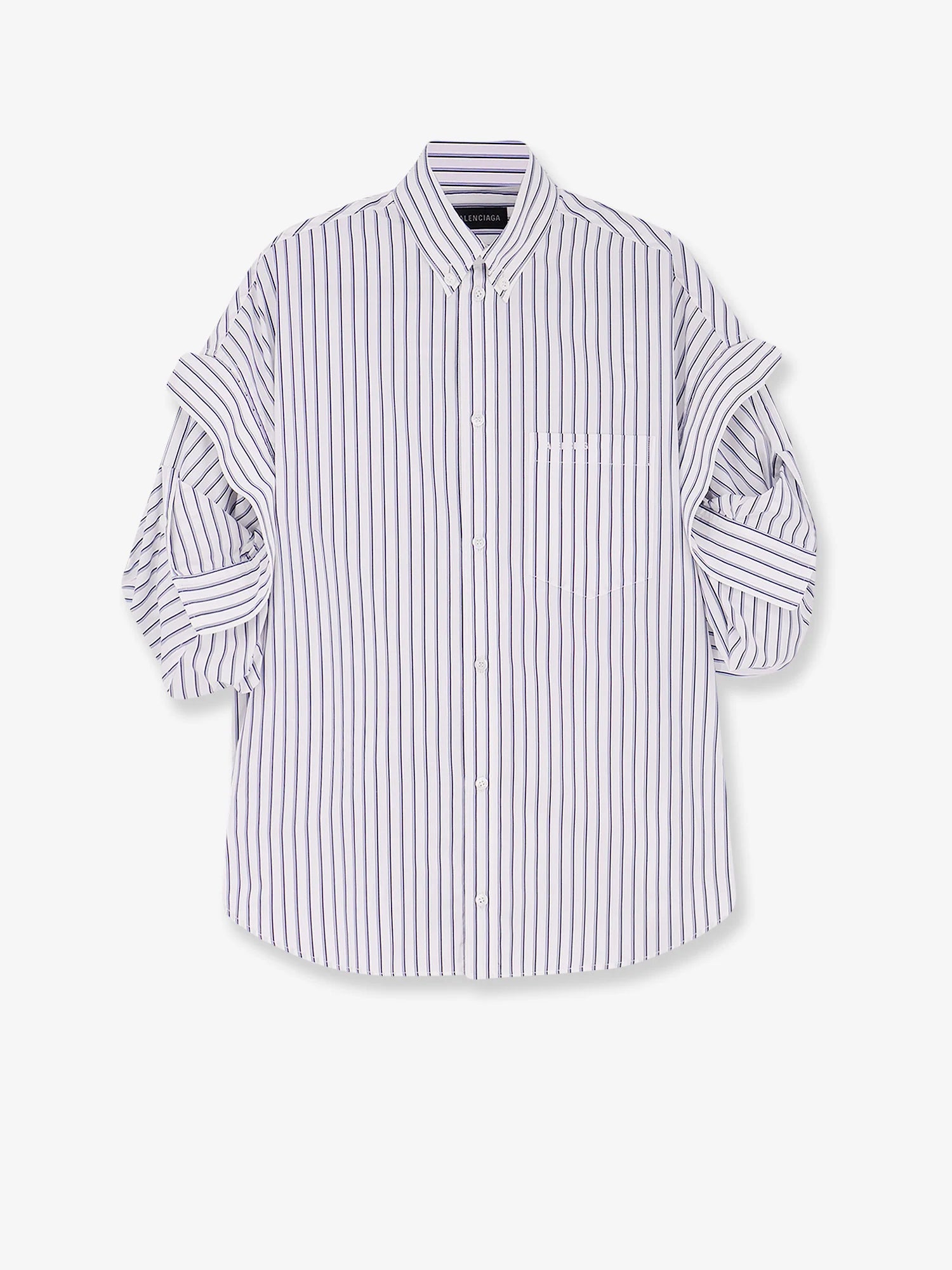 Tucked Sleeve striped cotton shirt