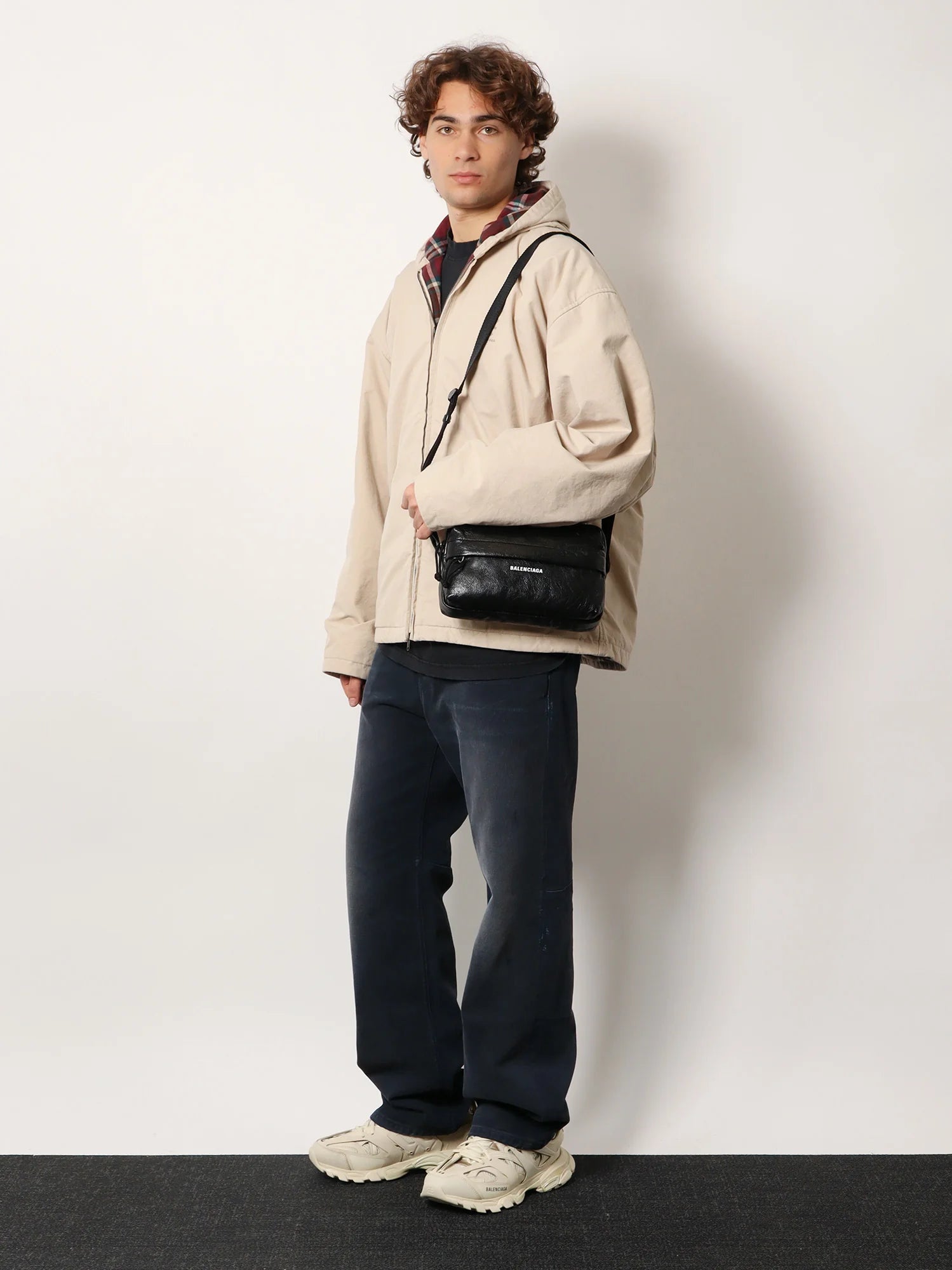 Cotton blend jacket with embroidered logo on the front