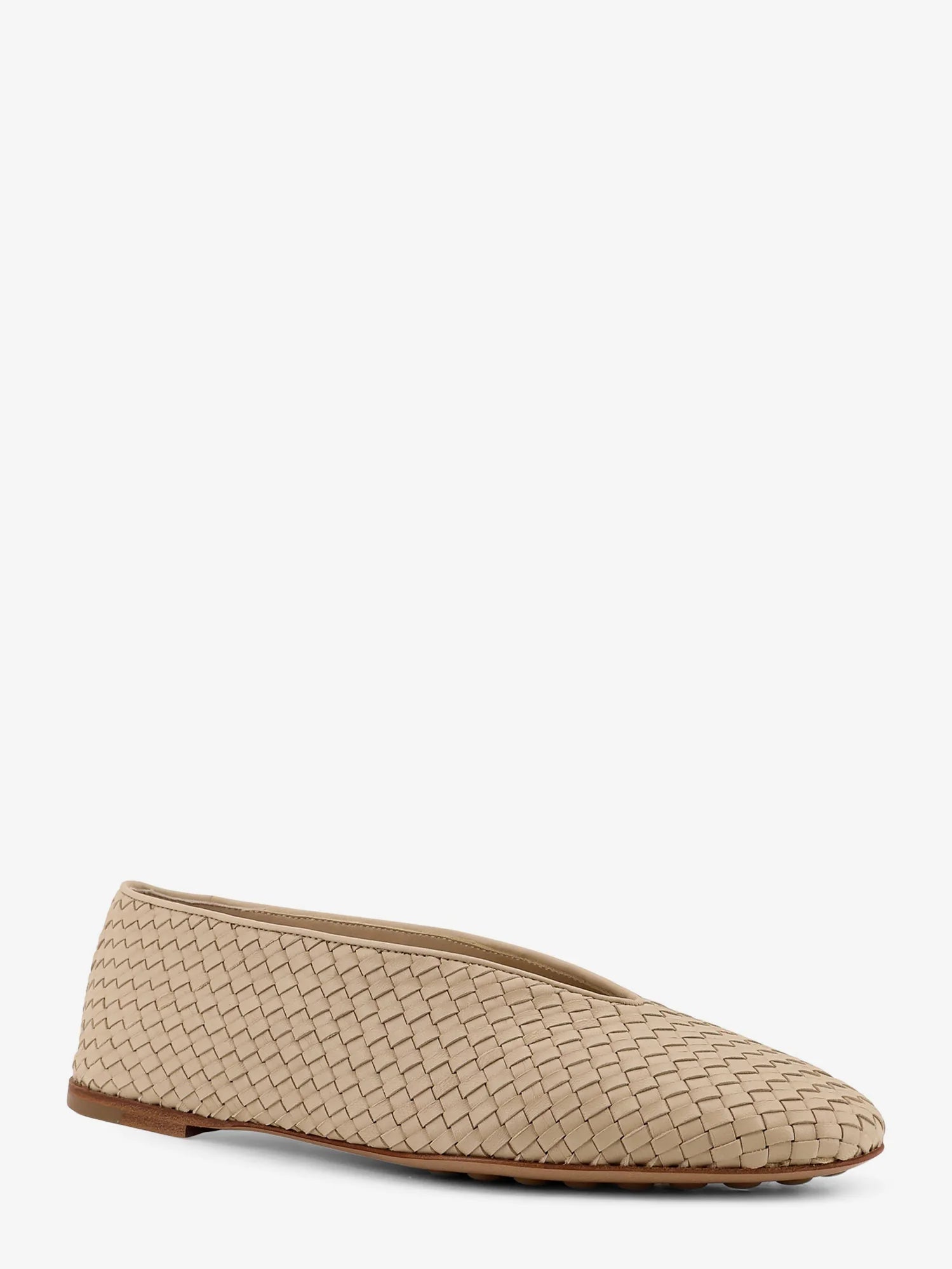 Rosa Flat leather ballerinas with Intrecciato motif