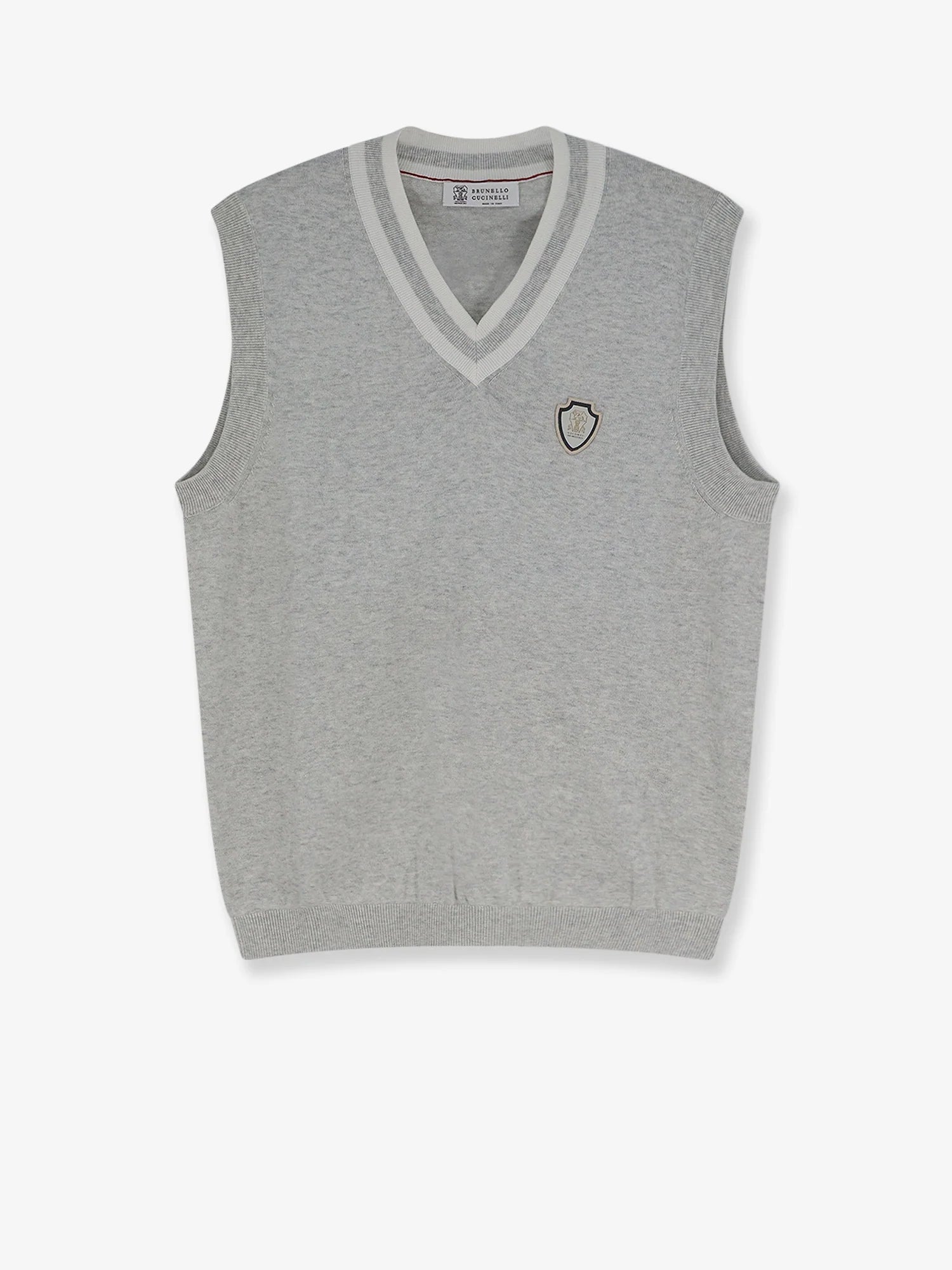 Cotton vest with front logo patch