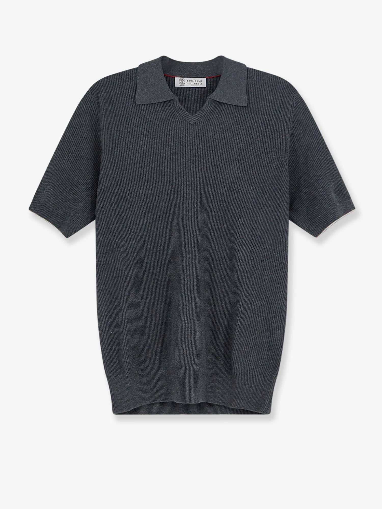 Cotton polo shirt with ribbed knit