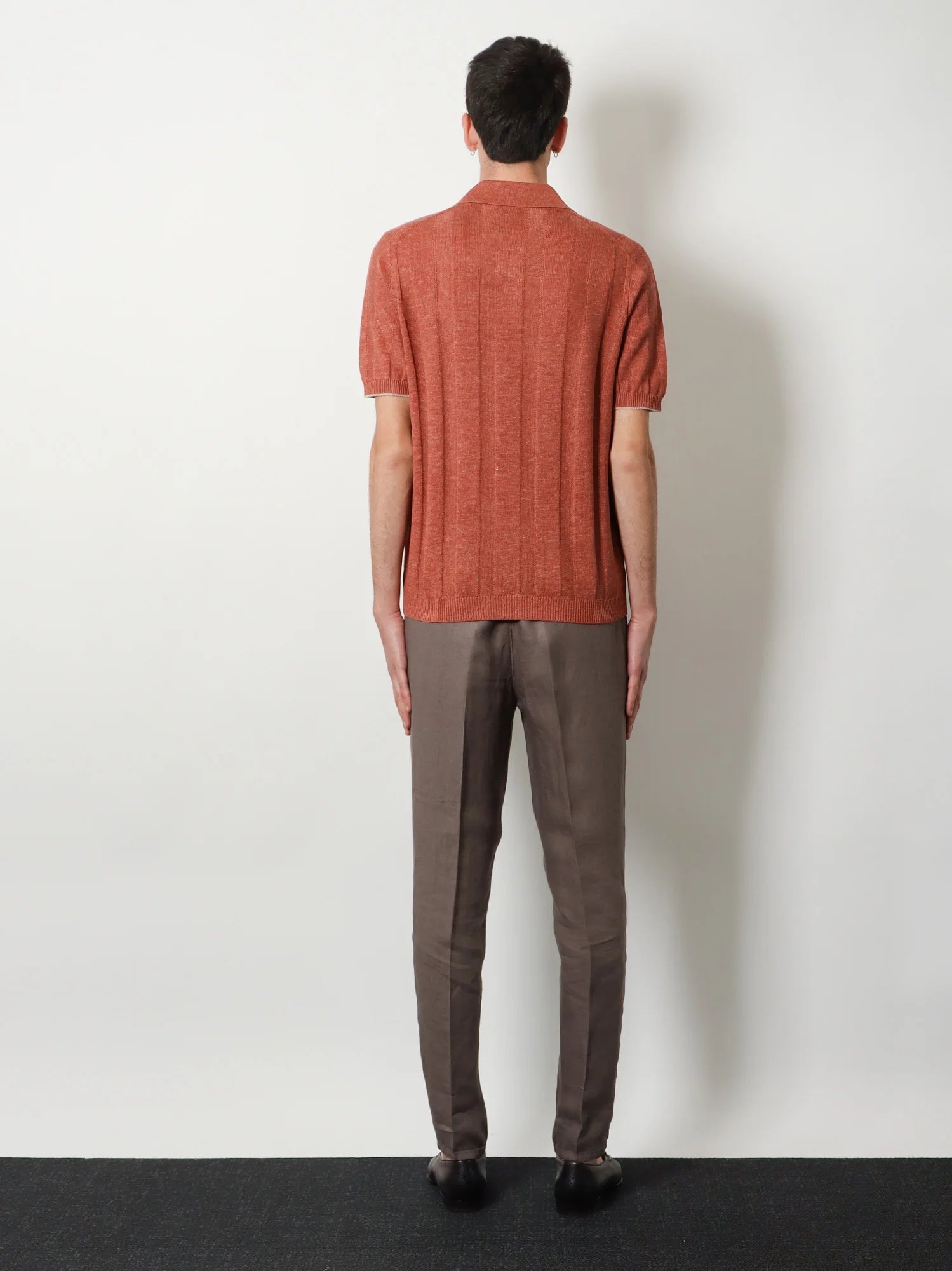Linen and cotton blend polo shirt