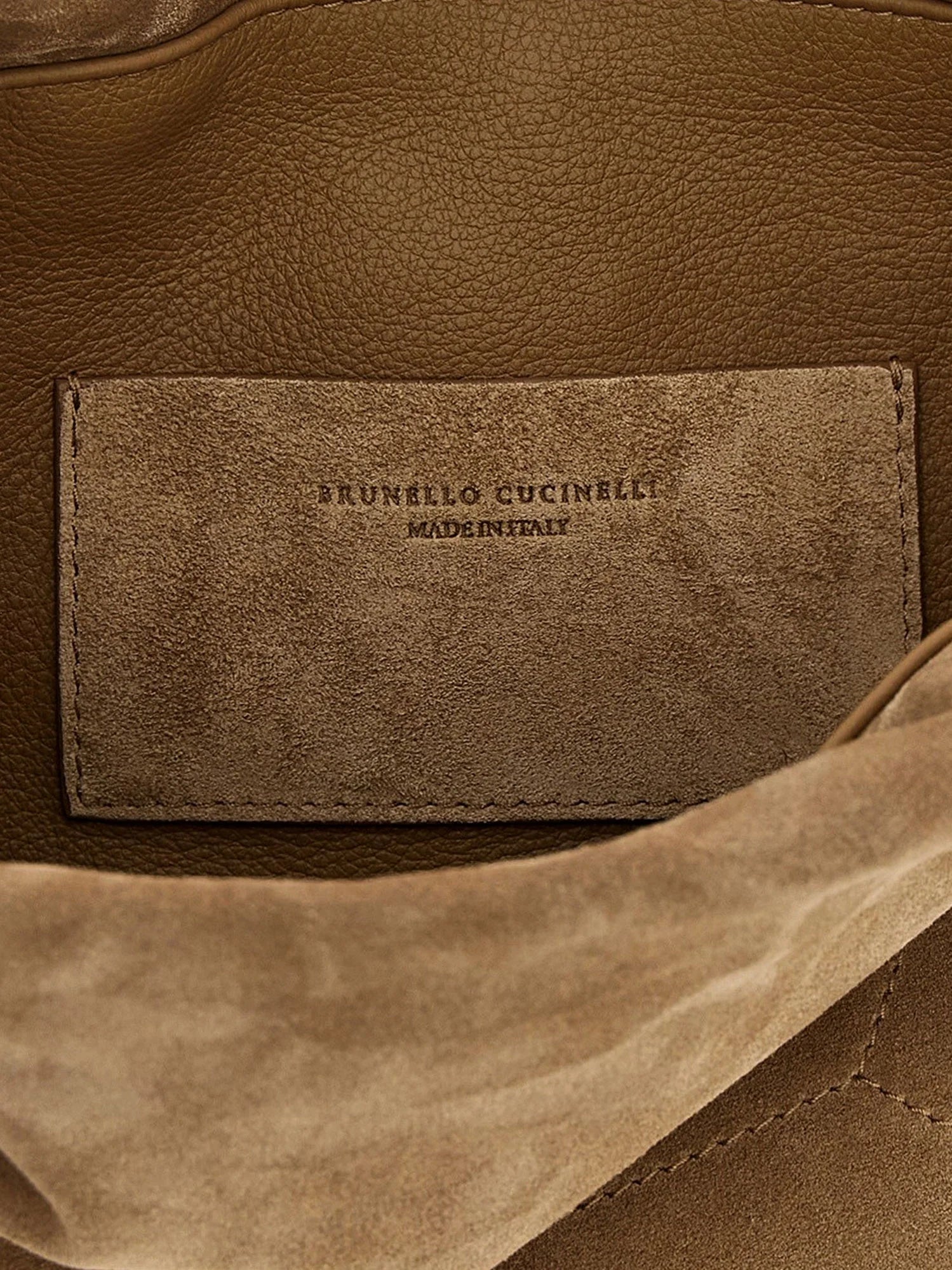 Suede shoulder bag with logo on the front