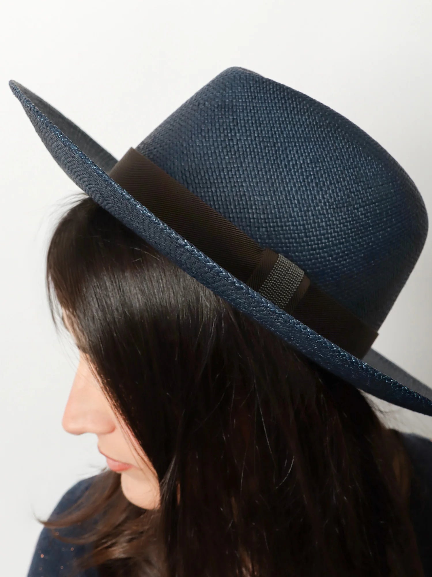 Raffia Fedora hat with Monili detail
