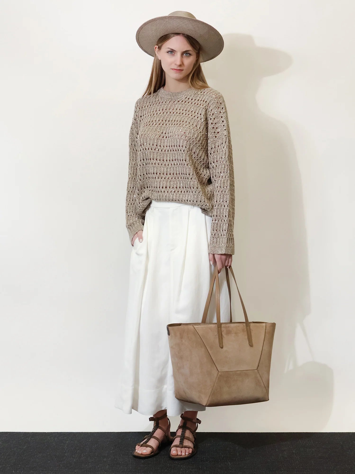 Viscose and linen skirt