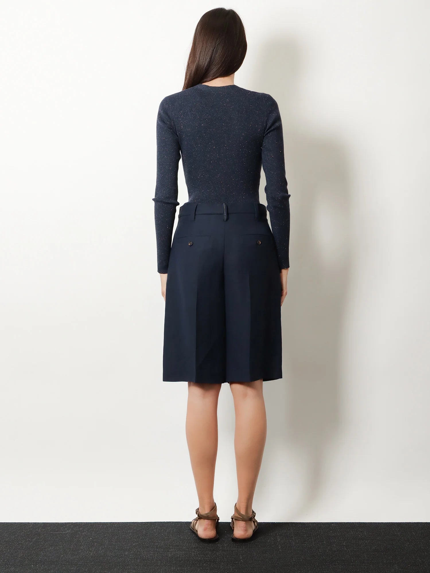 Viscose and linen bermuda shorts