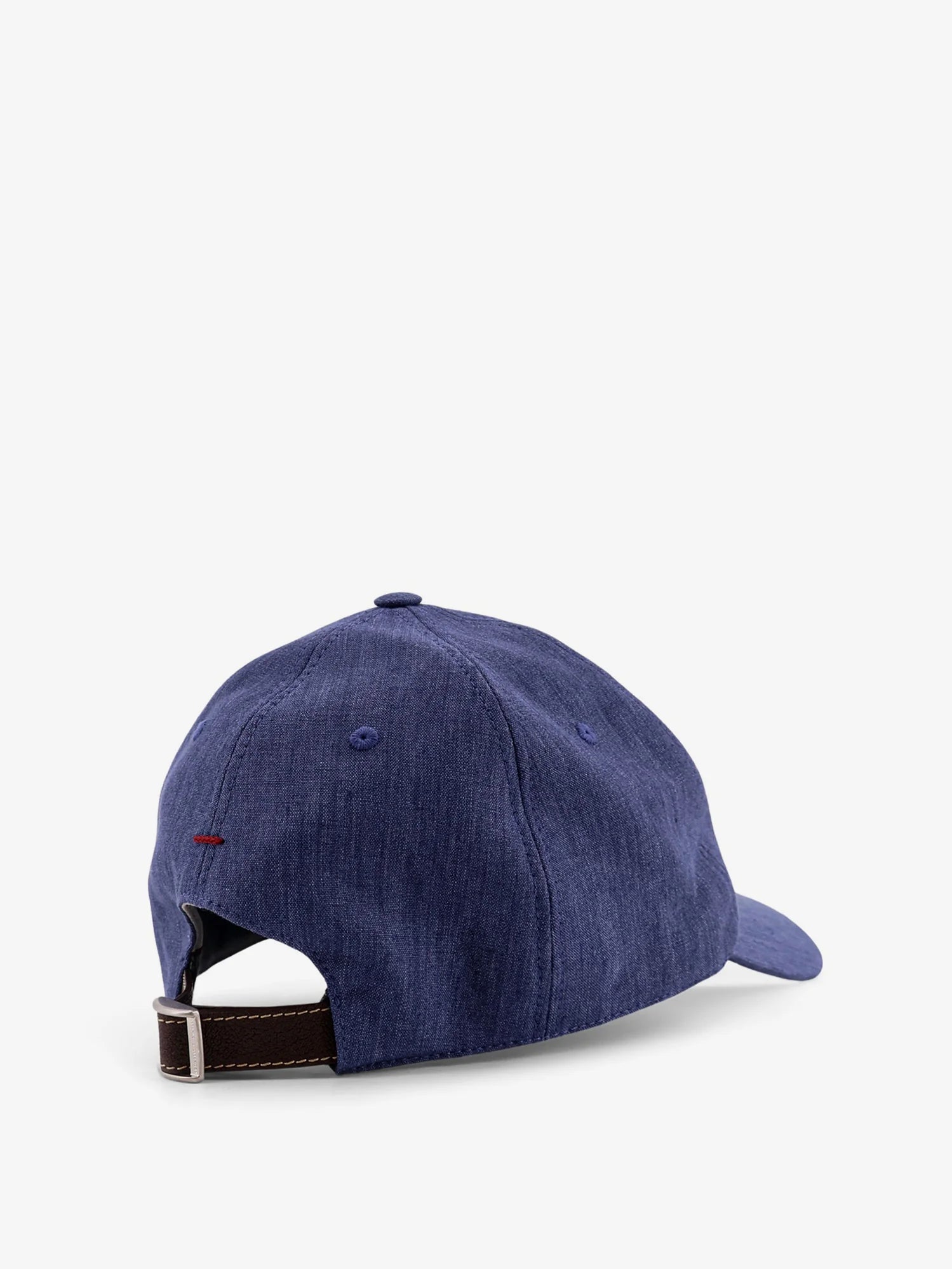 Denim hat with embroidered logo on the front