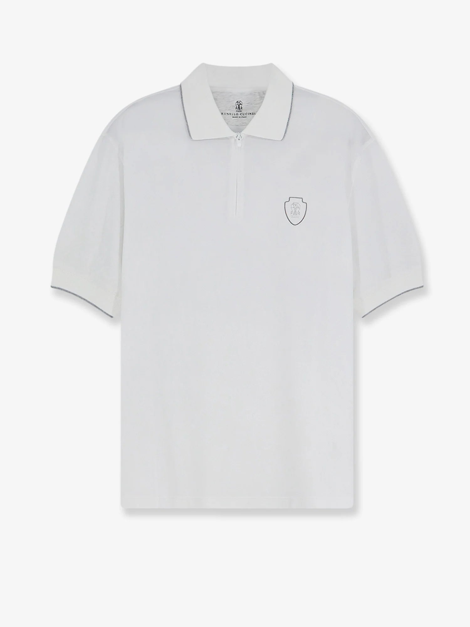 Technical fabric polo shirt with embroidered logo on the front