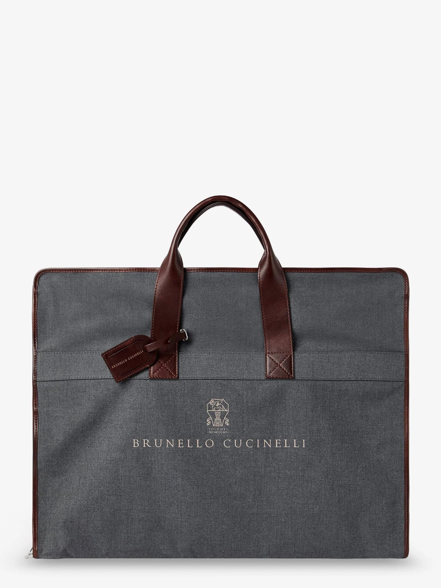 Technical fabric and leather garment bag