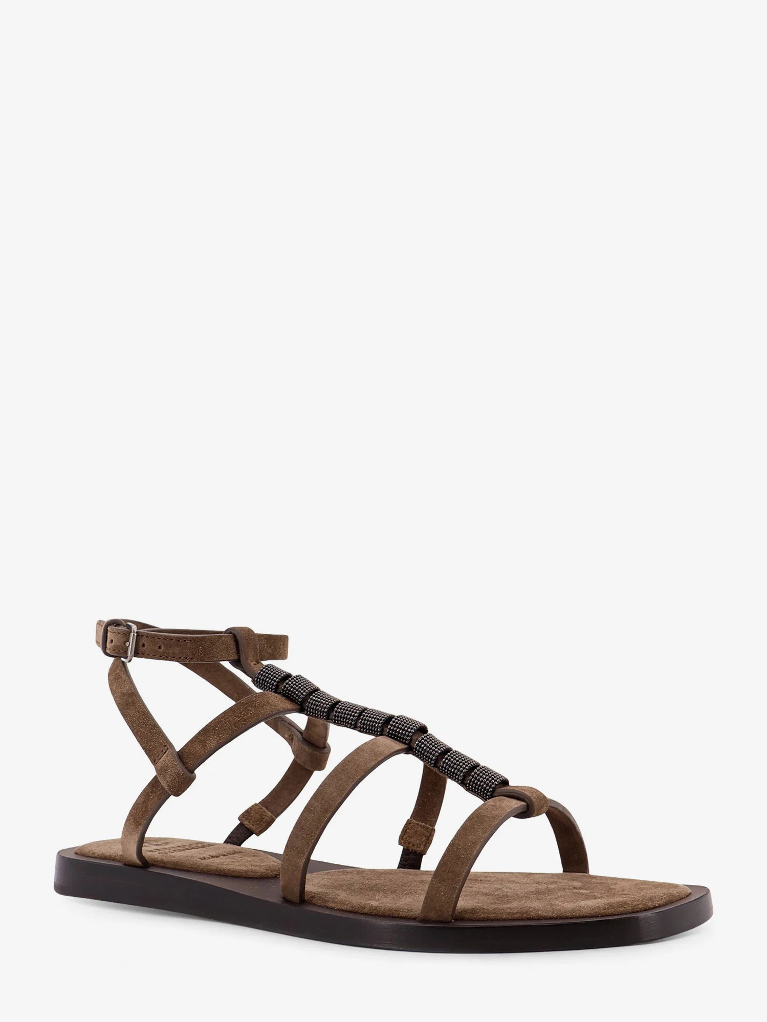 Suede sandals with Monili details