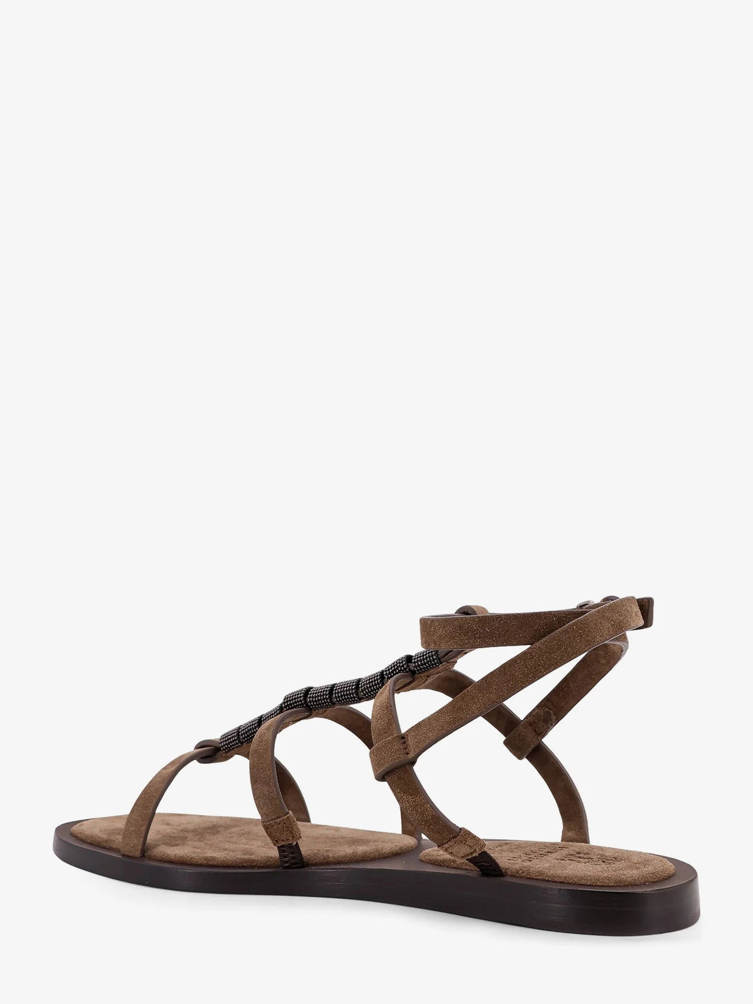 Suede sandals with Monili details