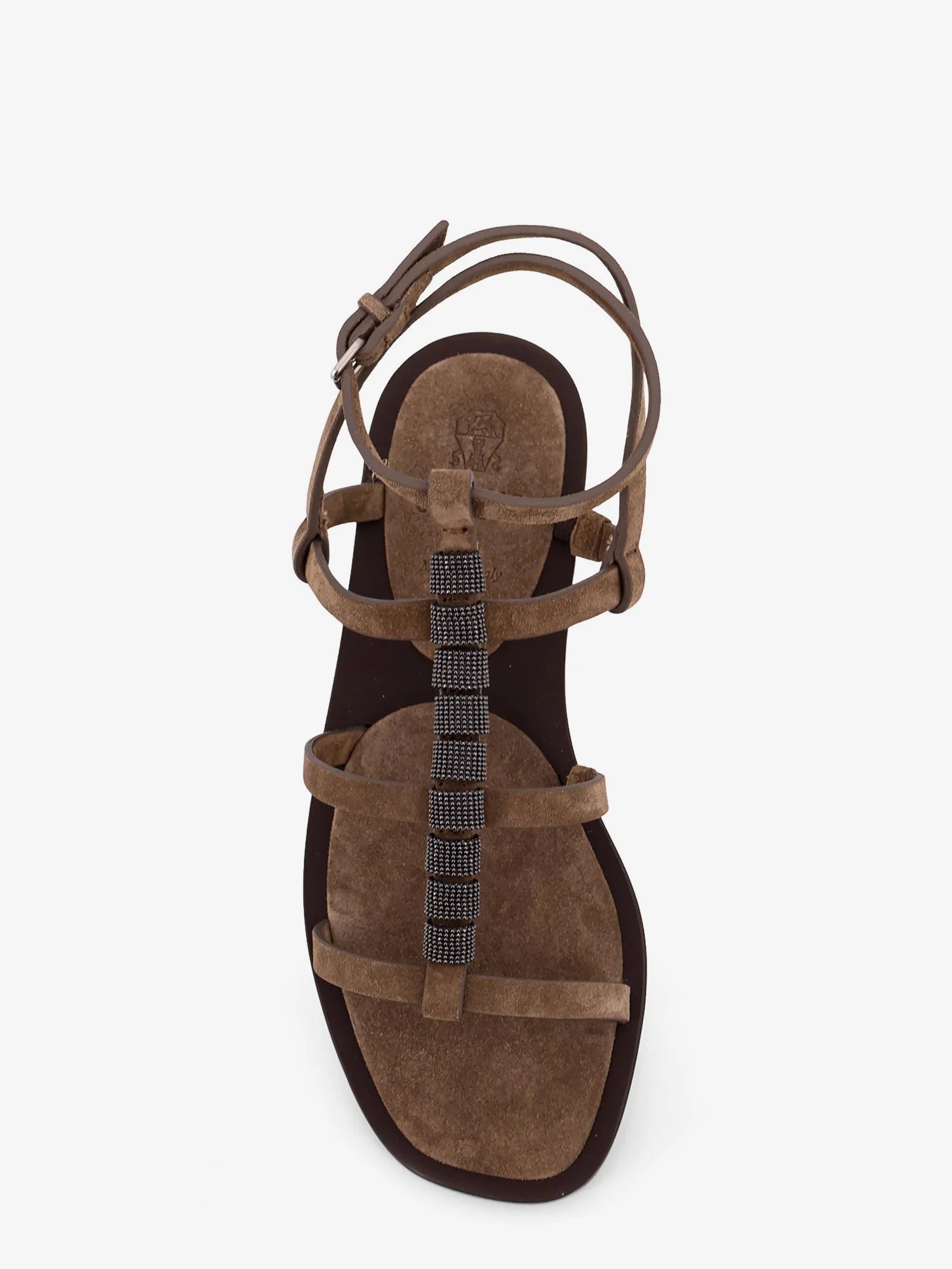 Suede sandals with Monili details