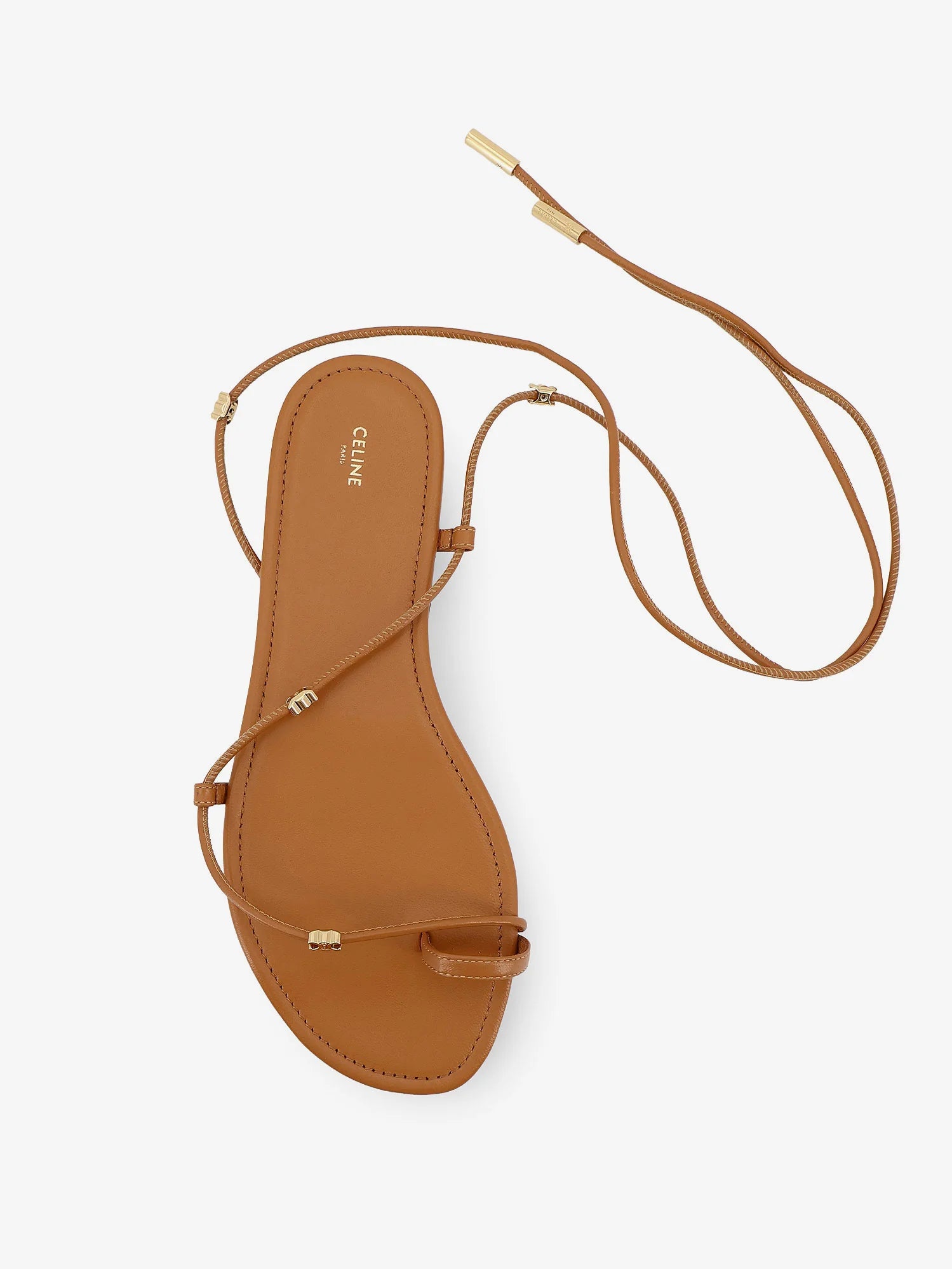 Leather sandals with metal Triomphe logo