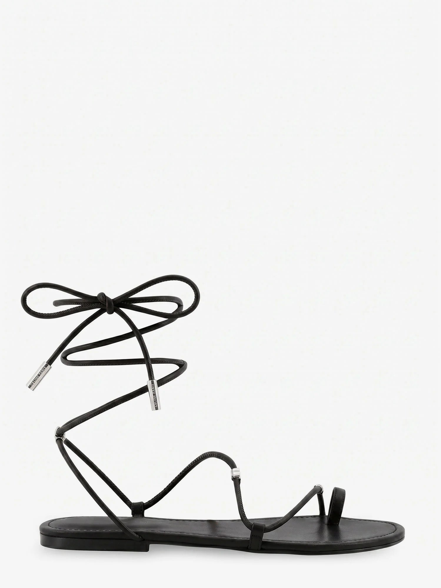 Leather sandals with metal Triomphe logo