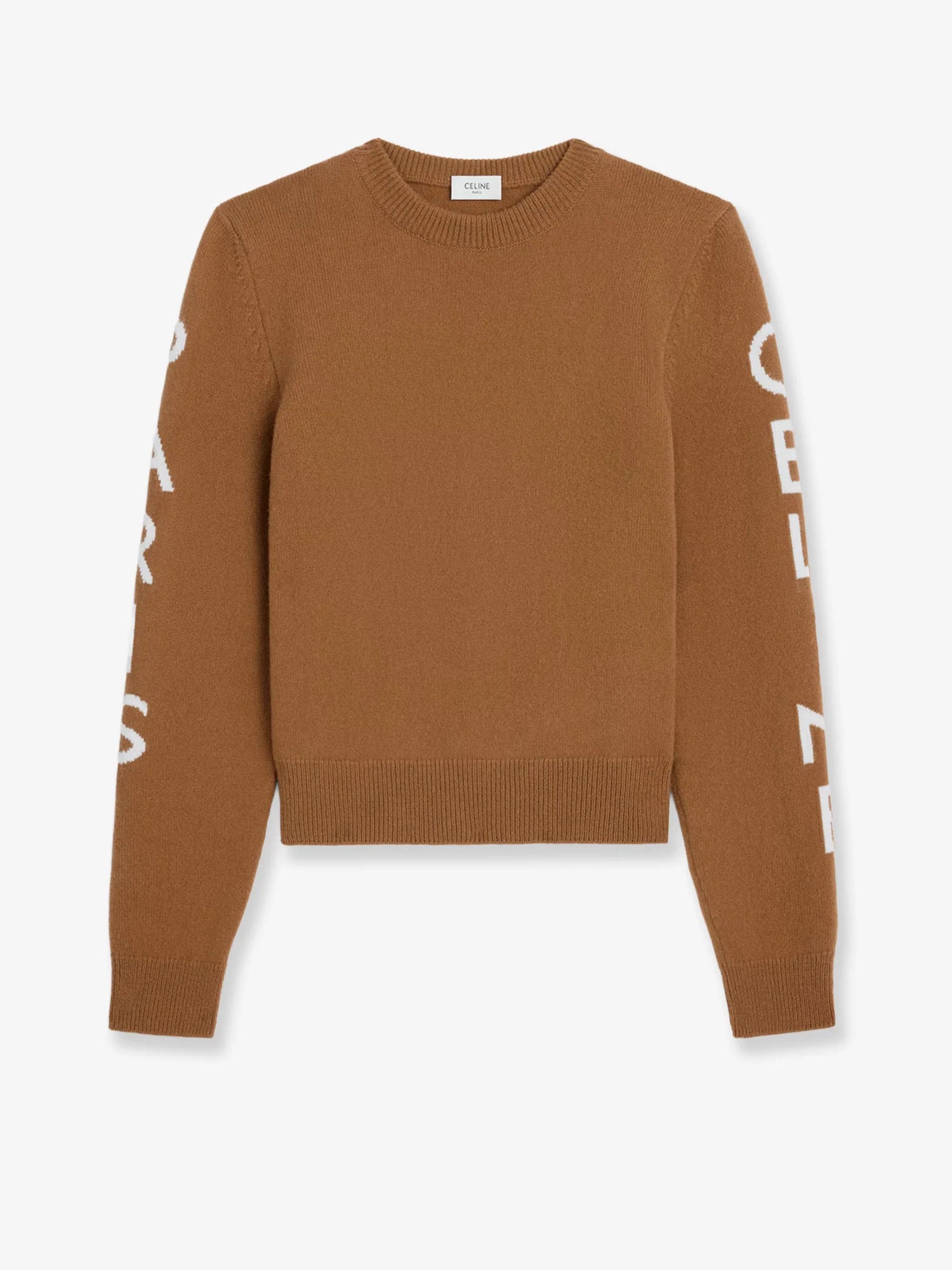 Wool sweater with logo inlay