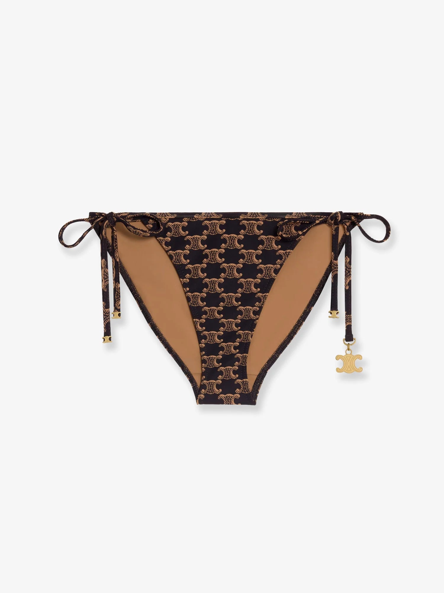 Jersey bikini bottom with monogram print