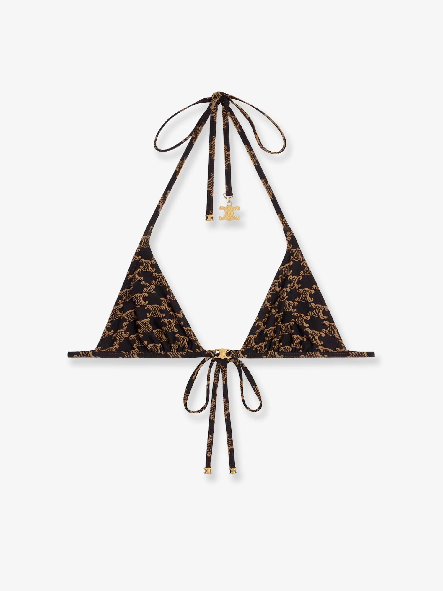 Jersey bikini top with monogram print